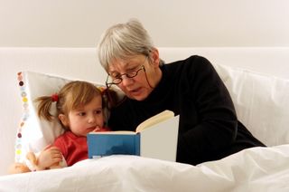 Grandmother reading story bedtime